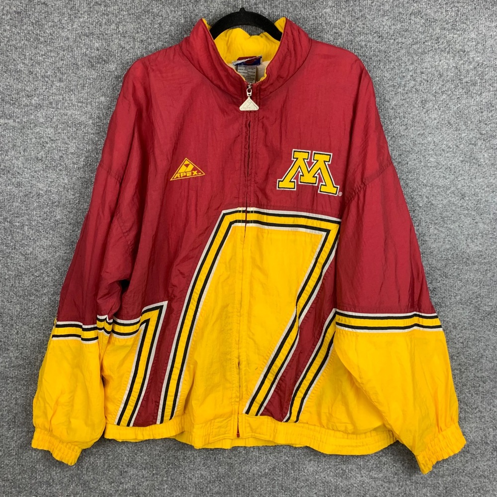 Vintage Apex one Minnesota Golden Gophers Windbreaker Jacket Full Zip‎ XL